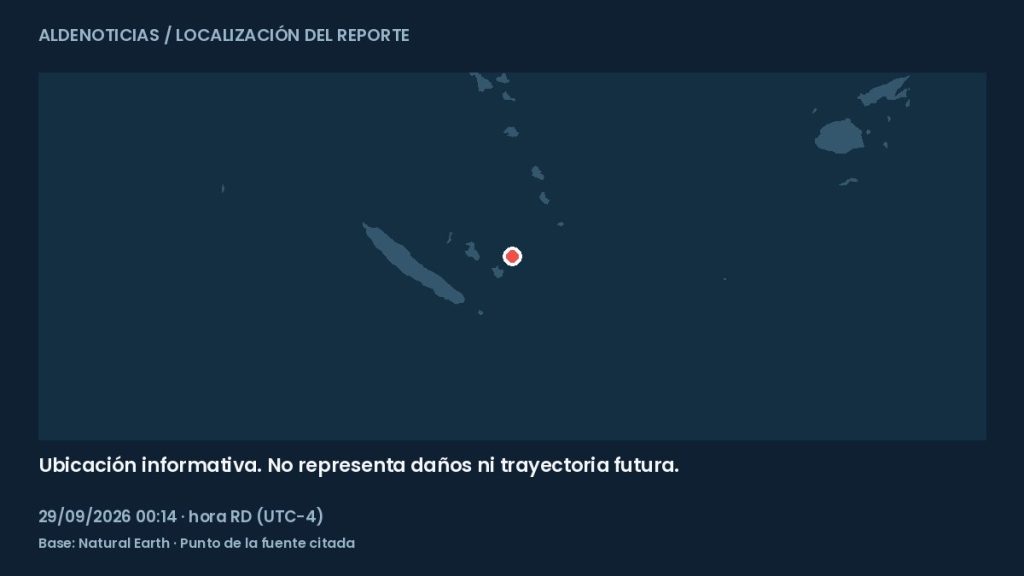 Mapa informativo: 76 km al noreste de Tadine, Nueva Caledonia