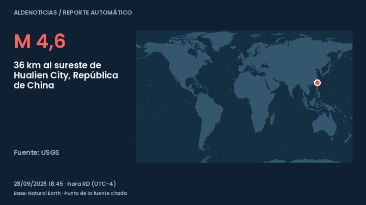 Portada del reporte: 36 km al sureste de Hualien City, República de China