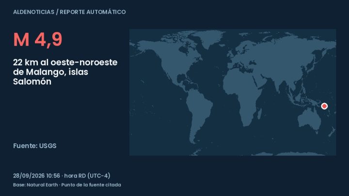 Portada del reporte: 22 km al oeste-noroeste de Malango, islas Salomón