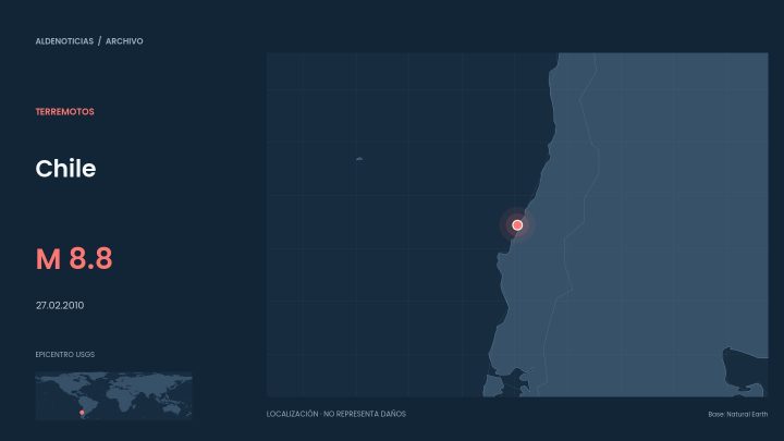 Mapa de localización del epicentro de Chile en 2010