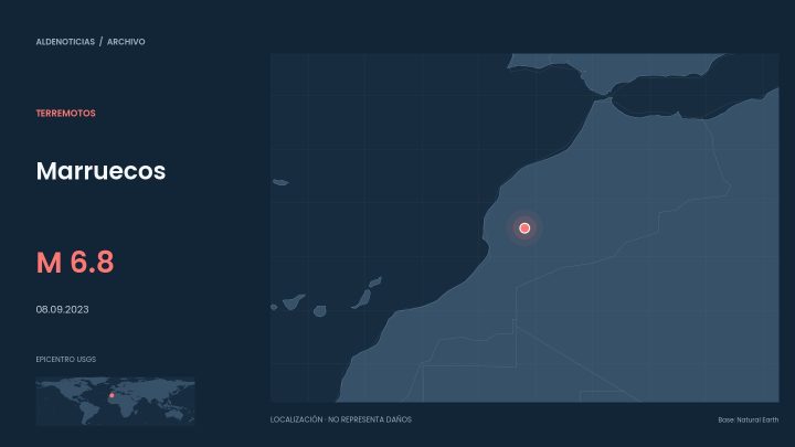 Mapa de localización del epicentro de Marruecos en 2023