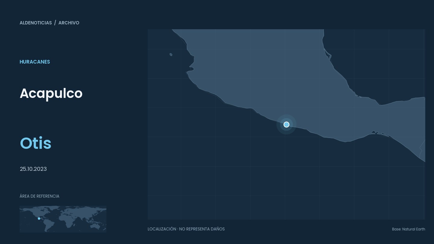 Mapa de referencia de Acapulco para el archivo del huracán otis
