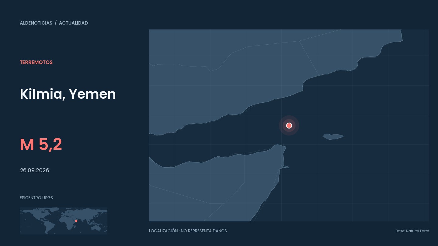 Mapa de ubicación: Kilmia, Yemen, M 5,2, 2026-09-26