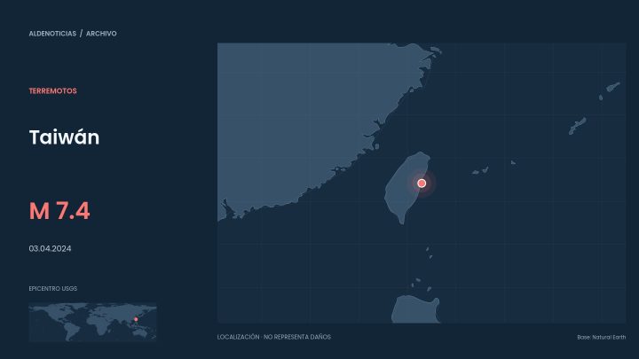 Mapa de localización del epicentro de Taiwán en 2024