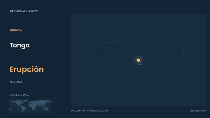 Mapa de referencia de Tonga para el acontecimiento de 2022