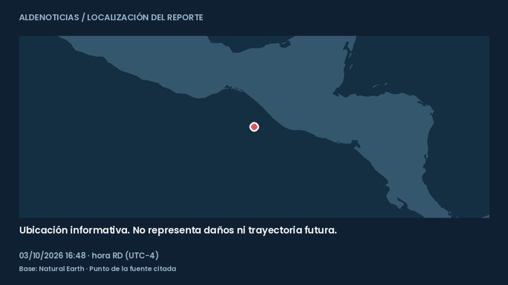 Mapa informativo: 121 km al suroeste de Puerto Madero, México