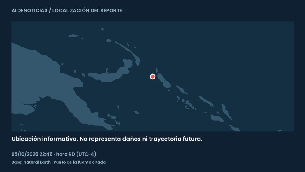 Mapa informativo: 146 km al oeste-noroeste de Panguna, Papúa Nueva Guinea