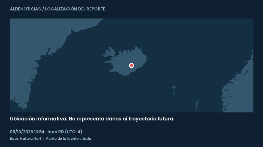 Mapa informativo: 105 km al oeste-noroeste de Höfn, Islandia