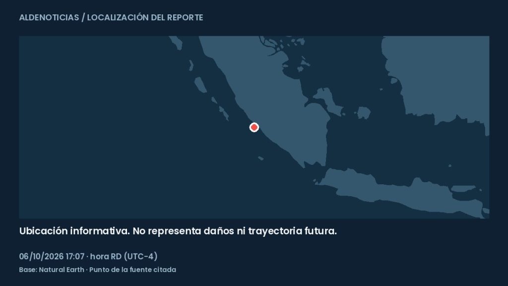 Mapa informativo: 43 km al oeste-noroeste de Bengkulu, Indonesia